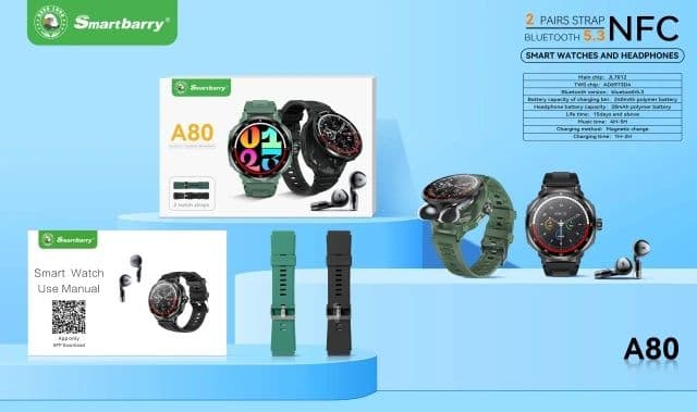 Smartbarry A70, A80, Airports Smart watch, Умные часы с наушниками — 10