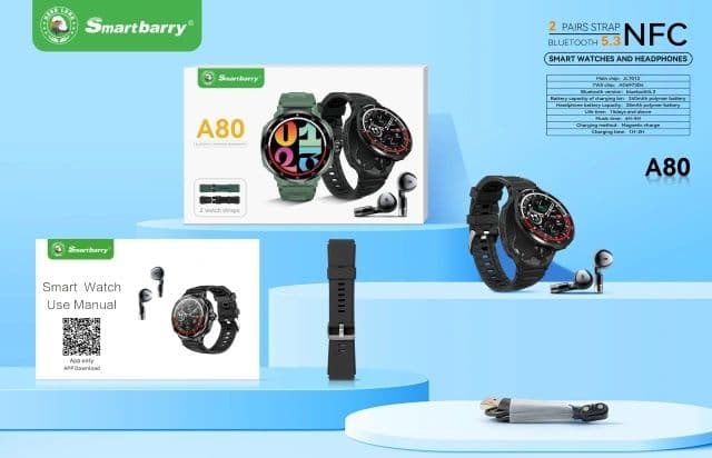 Smartbarry A70, A80, Airports Smart watch, Умные часы с наушниками — 12