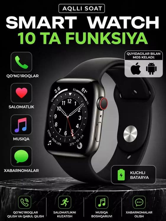 Smart watch, Iwatch,qora, WATCH SERIES 10 — 1
