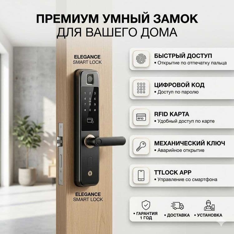 TUYA smart lock электронный умный замок с Face iD отпечатком пальца — 1