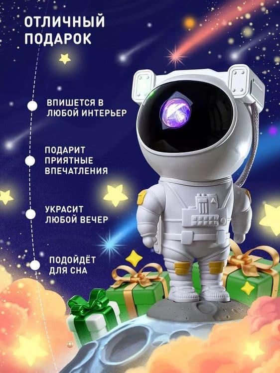 Ночник проектор Космонавт звездный галактик — 4