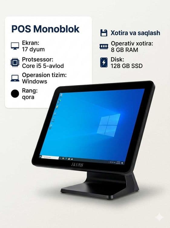 POS Monoblok i5-5gen/17Ekran/8OZY/128SSD — 1