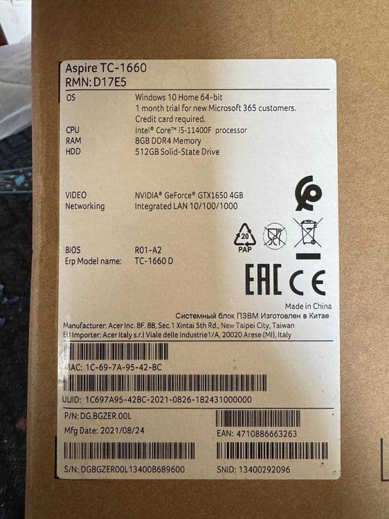 Свой ПК Aser Aspire TC-1660 — 2