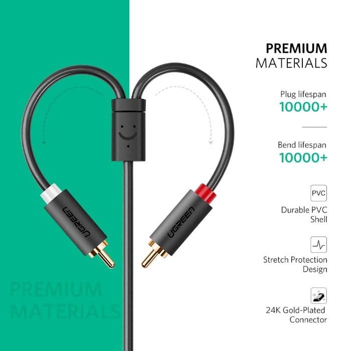 Фирменный кабель UGREEN 3.5мм (мама) на 2 RCA (папа) — 4