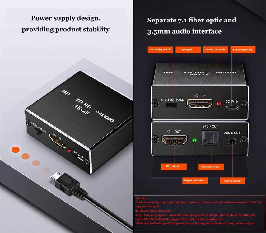 HDMI - HDMI аудио конвертер + SPDIF 5.1ch/2.0ch — 2