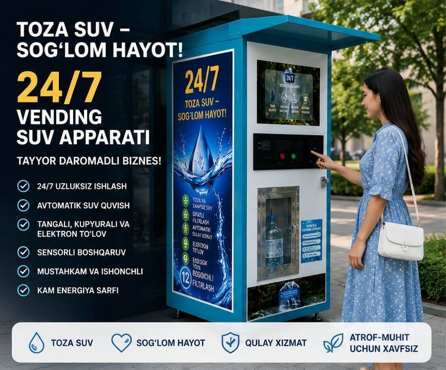 Vending Suv Aparati – 24/7 Avtomatik Toza Ichimlik Suvi Savdosi — 4