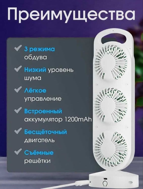 3-в-1 Вентилятор Увлажнитель Ароматизатор Ventilyator USB с пультом — 2