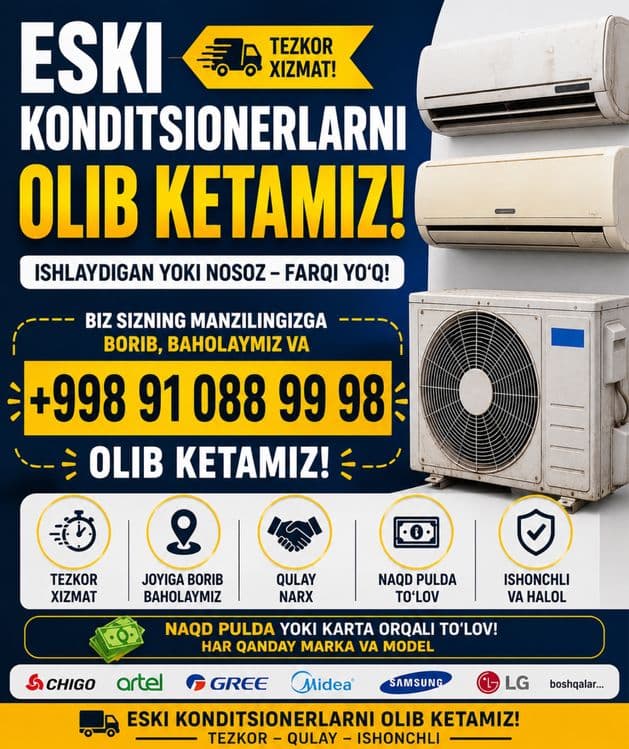 Кондиционер рабочый не рабочый ishlamaydigan konditsioner