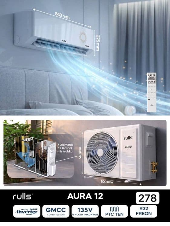 Кондиционер Rulls 12 DC Invertor Доставка бесплатно — 2
