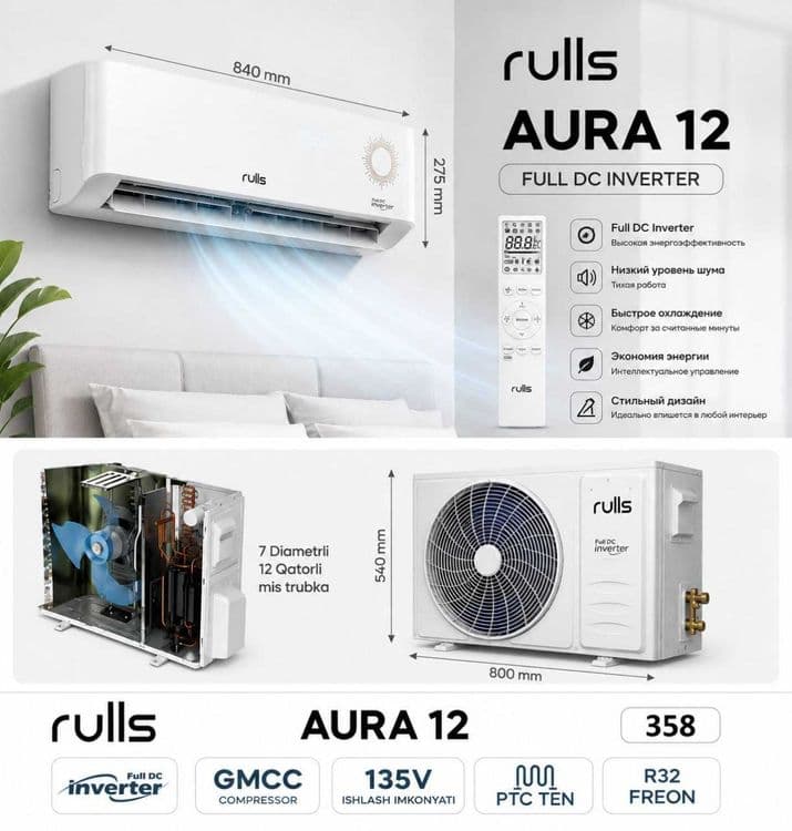 Кондиционеры Оптом Rulls 12 Full DS INvertor Konditsioner Baza Sklad — 4