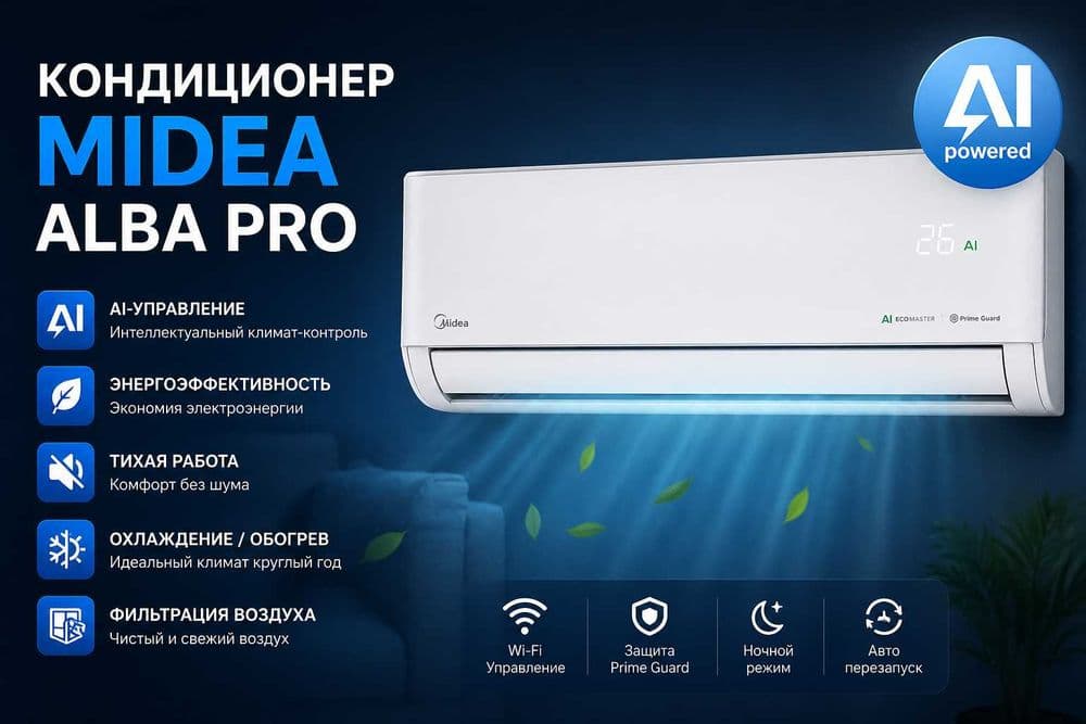 Кондиционер Midea модель ALBA Pro — 12,000 BTU / Inverter / Гарантия — 1