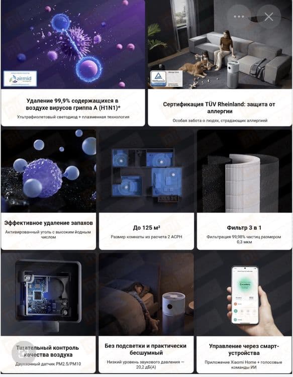 Очиститель. Xiaomi Elite. до 125 кв м. Глобал. Гарантия. Доставк — 5