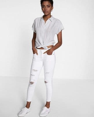 белые рванные джинсы zara серия z1975