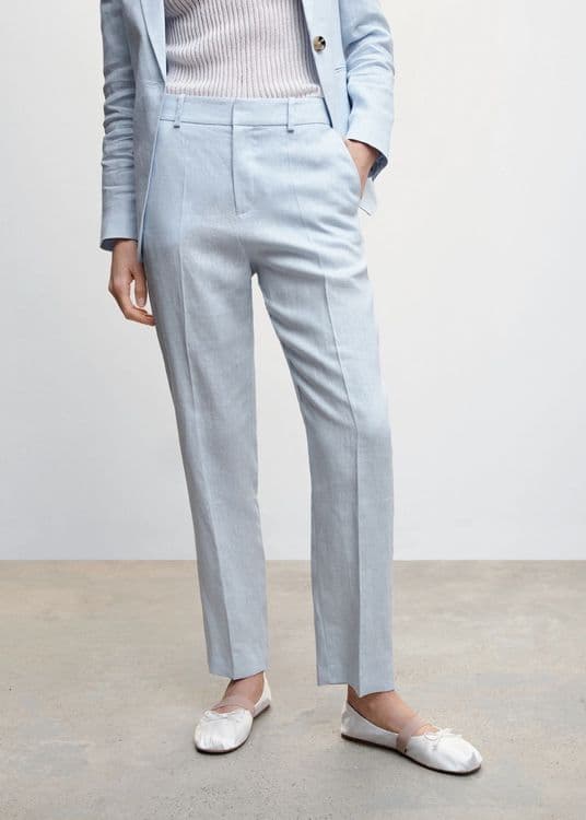 MANGO. Plus  size. 100% лён. Костюмные брюки — 1