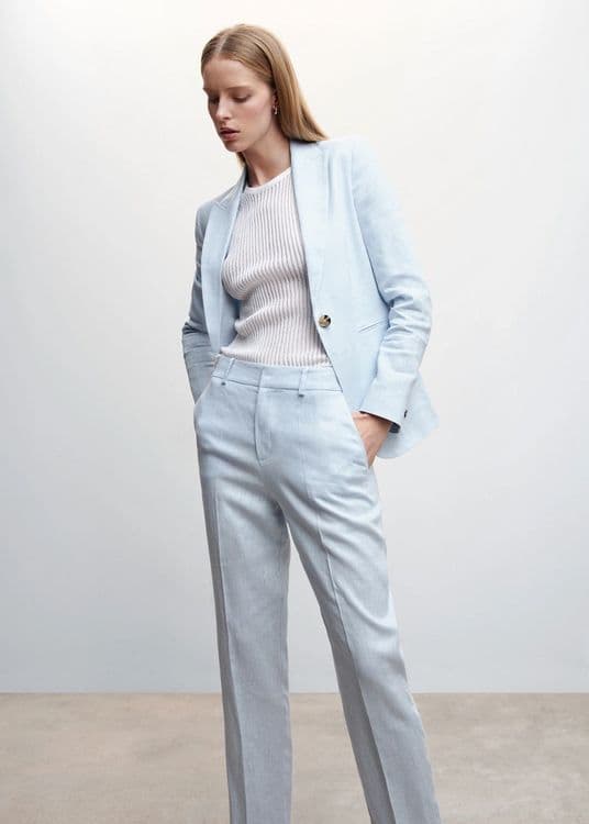 MANGO. Plus  size. 100% лён. Костюмные брюки — 3