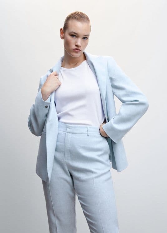 MANGO. Plus  size. 100% лён. Костюмные брюки — 4