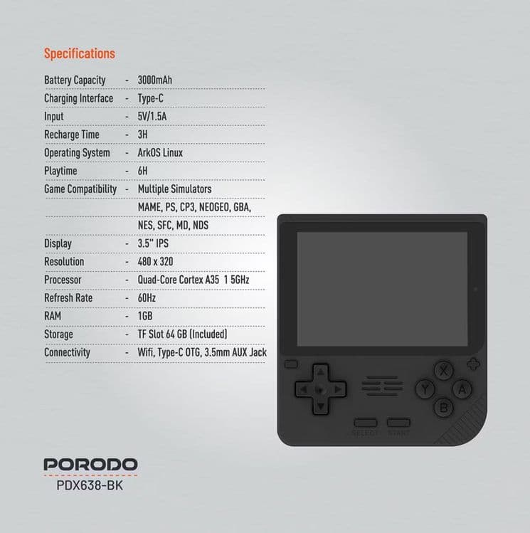 Porodo PDX638 — Retro Arcade Game Consoleo'yin pristavkasi atv12 — 5