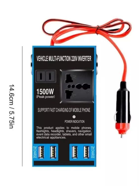 Avtomobil invertori, 4 ta USB portli rozetka, 12 V/24 V dan 220 V gach — 2