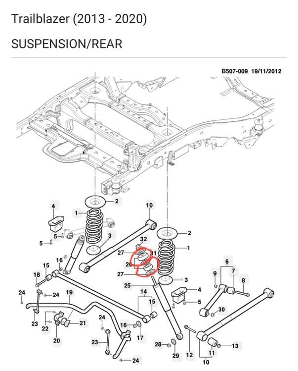 Полиуретановые верхние подушки амортизаторов Chevrolet Trailblazer — 3