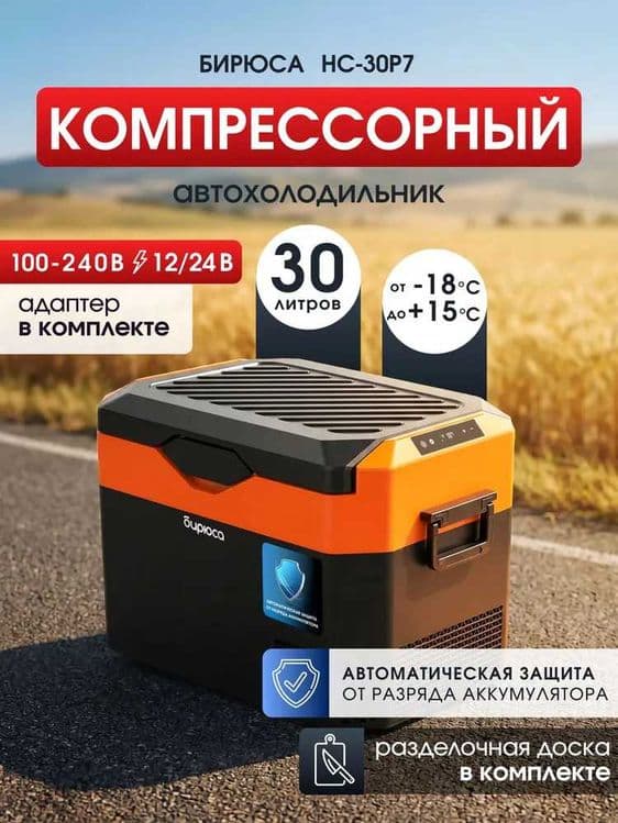 Автохолодильник компрессорный Бирюса НС-30P7, 30лт, с доставкой на дом — 3