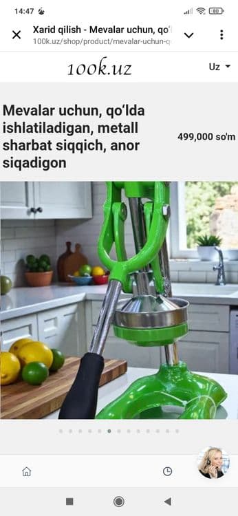 Mevalar uchun qulda ishlatiladigan metall sharbat siqqich — 3