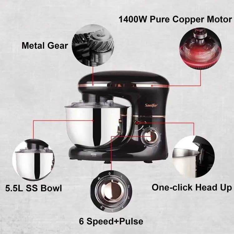 Планетарный миксер с чашкой профессиональный миксер Sonifer SF-8064 — 9