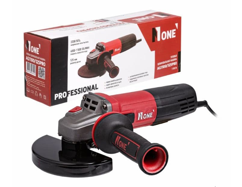 Углошлифовальная машинка УШМ NUMBER ONE AG1100/125PRO(1100 Вт, 125 мм, плавный пуск, рег. оборот, константная электроника, короткая) — 1