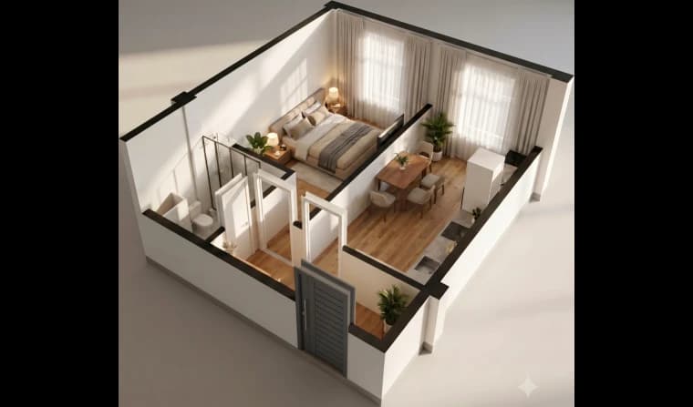 1 xonali kvartira, 42 m² — Sohil qasri — 1