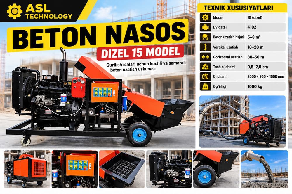 Beton nasos dizel 15 model – Beton quyish uskunasi — 3