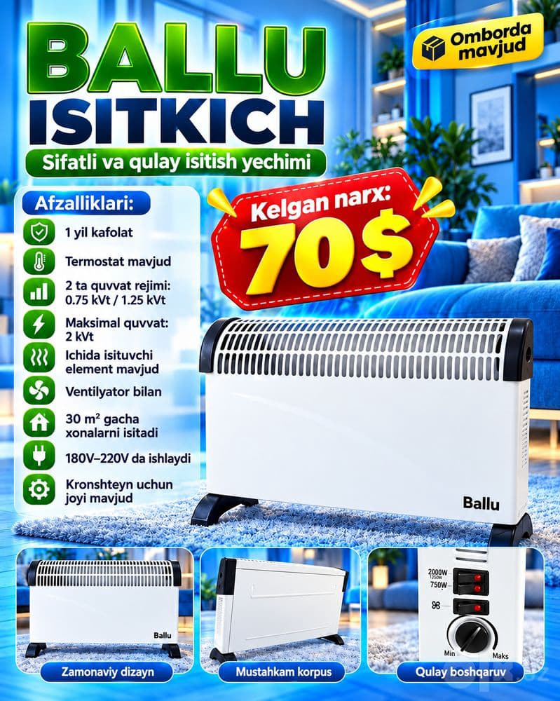 Ballu elektr isitkich – 2 kVt, termostatli (pechka) — 1