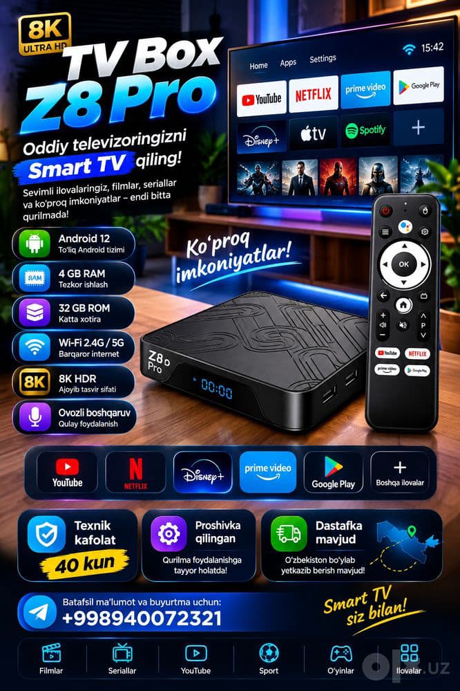 TV Box Z8 Pro Android TV 12 — Smart приставка 4GB RAM / 32GB ROM, 8K — 2