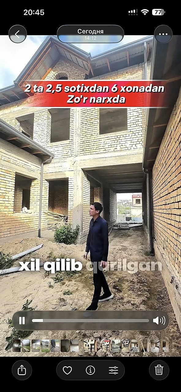 2,5 sotix 6 xona Uzumzor uy hovli Arzon