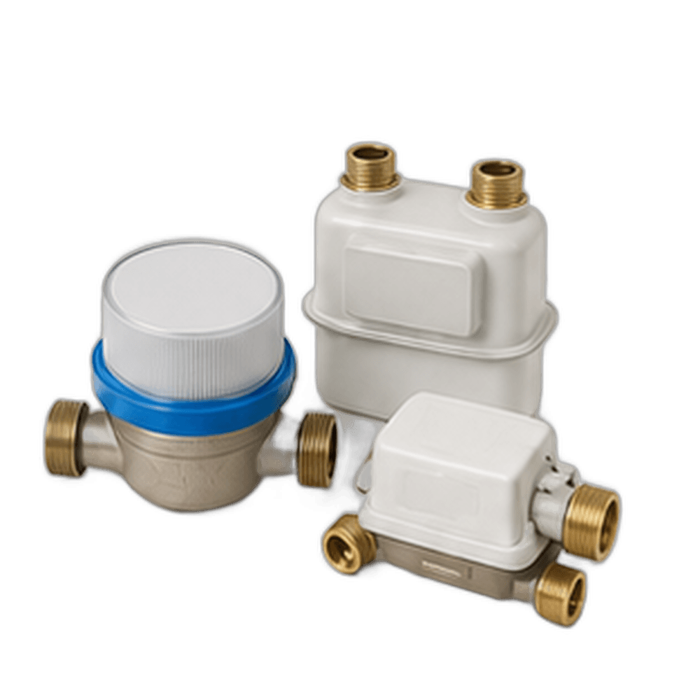 Water, gas, heat supply meters and components