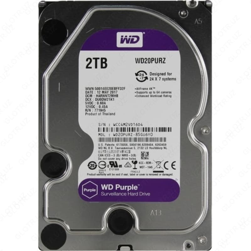 HDD WD20PURX-78 - HIKVISION WD - Purple - (Фиолетовый) - HDD - Диск-2 Tb-(Реставрация) — 1
