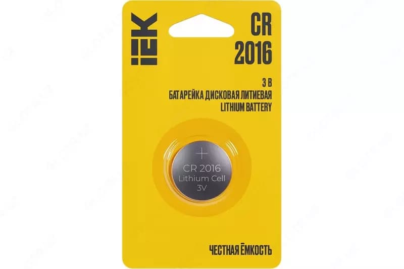 Батарейка дисковая литиевая CR2016 (1шт/блистер) IEK — 1