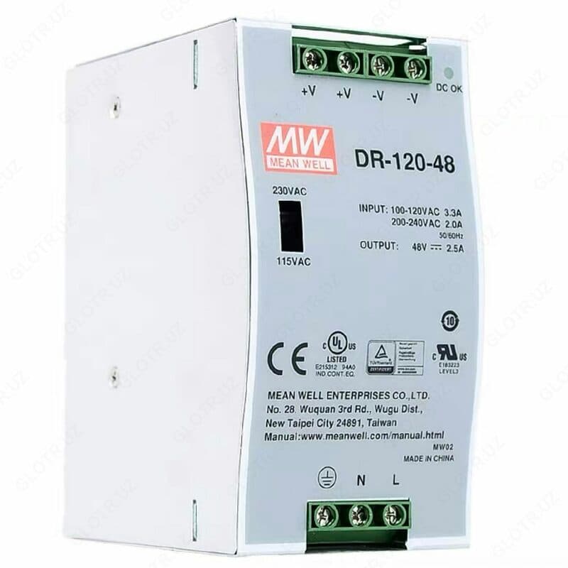 Импульсный источник питания MEAN WELL на DIN-рейку (12V-10A) — 1