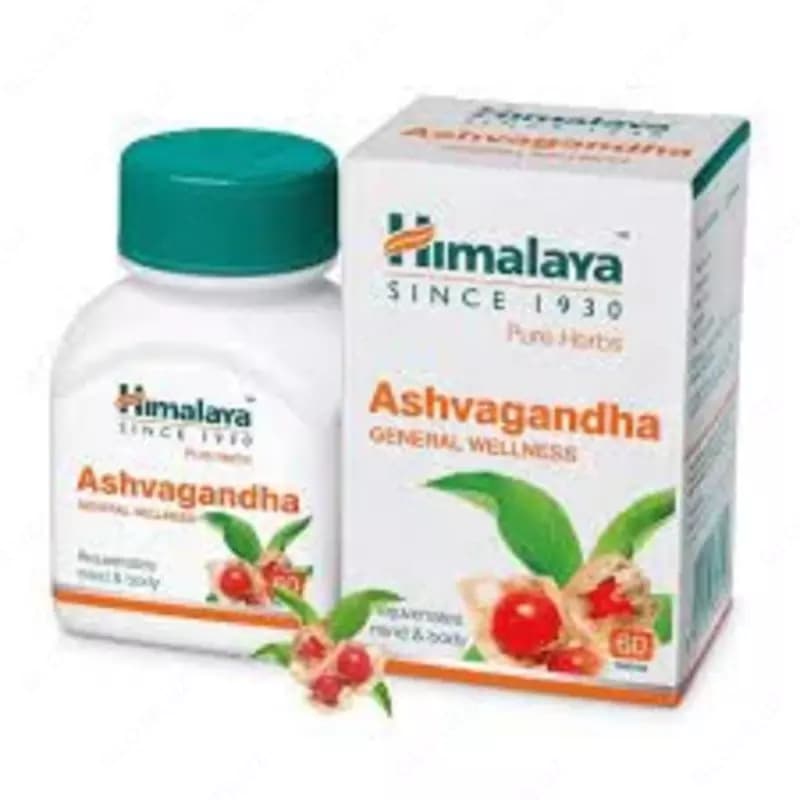 Ашвагандха, 60 таб, производитель Хималая; Ashvagandha, 60 tabs, Himalaya — 1