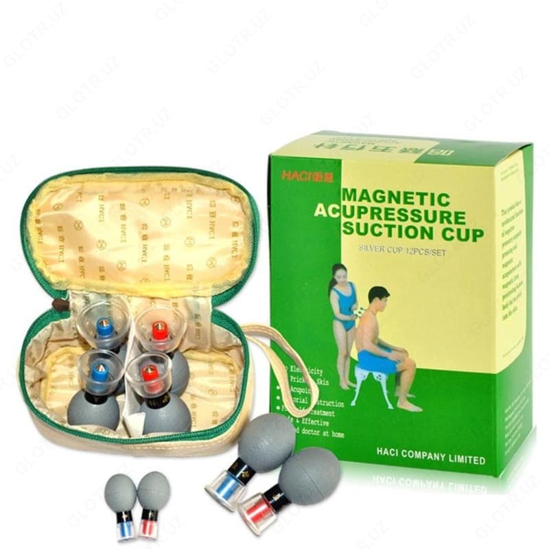 Банки-присоски акупунктурного действия - Magnetic Acupressure suction cup (12 шт) — 1