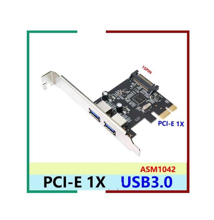 Адаптер PCI-E/USB 3,0 2 порта + SATA разъем 15pin — 1