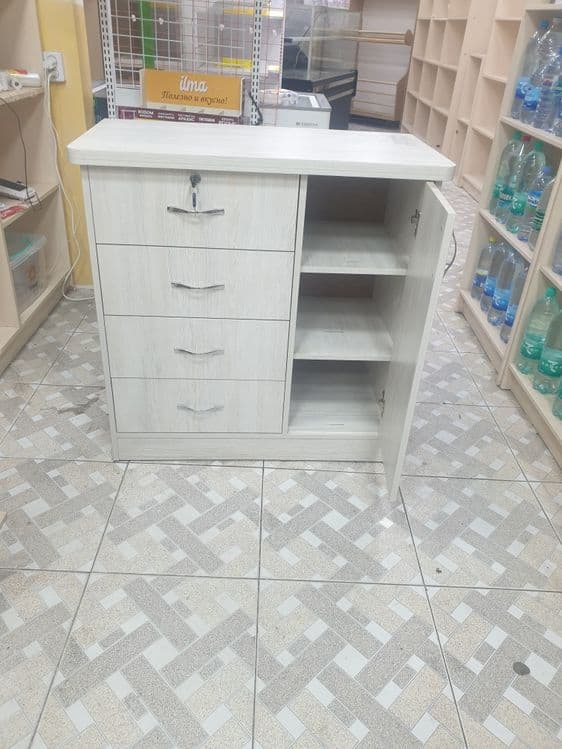 Tumba, Komod , oq teksturalik laminatdandan yaslagan, polkali, kalitli — 1
