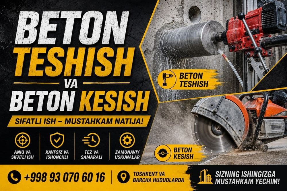 Beton teshish va buzush xizmati. Eshik vs fortichka kesish va ochish — 1
