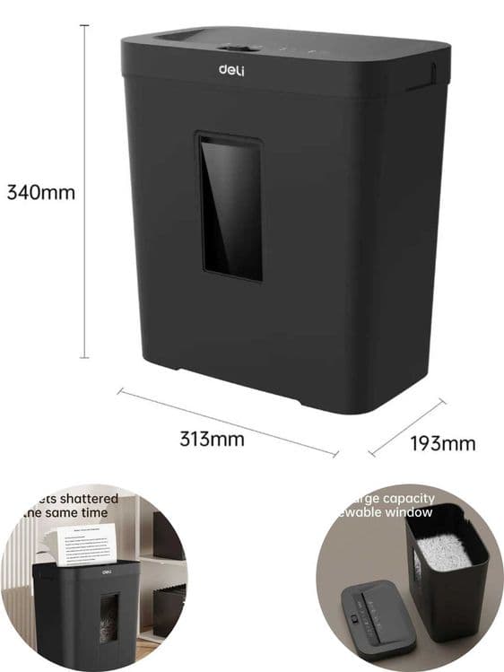 Уничтожитель бумаг Deli ET021, с автоподачей, P-4, 4*25 мм, 12 л — 1
