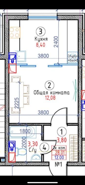 Одна комнатная квартира 28,01 м2 — 1