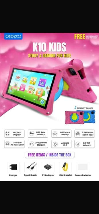 Bolalar plansheti OTEETO Tab K10 Kids, 8/256 GB, Детский умные планшет — 1