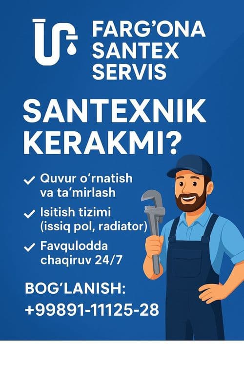 Santexnik xizmati, Unitaz, Ariston, vanna, rakovina, sanuzel, otopleni — 1