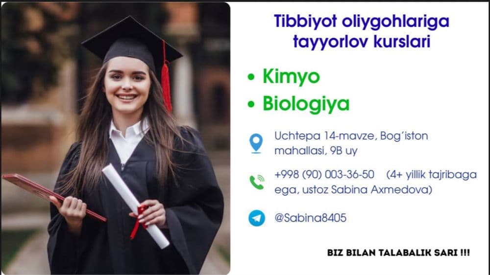 Kimyo va Biologiya repetitor | Sertifikatga tayyorlov | Attestatsiya — 1