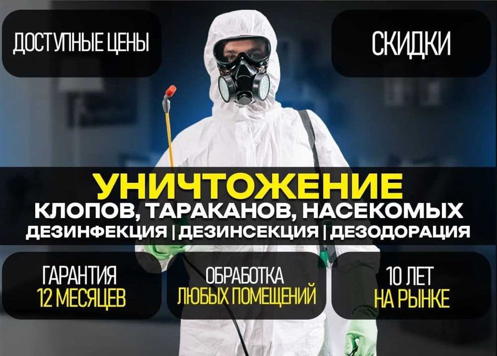 Dezinfeksiya klop klapa tarakan burga chivin pashsha chayon ilon — 1