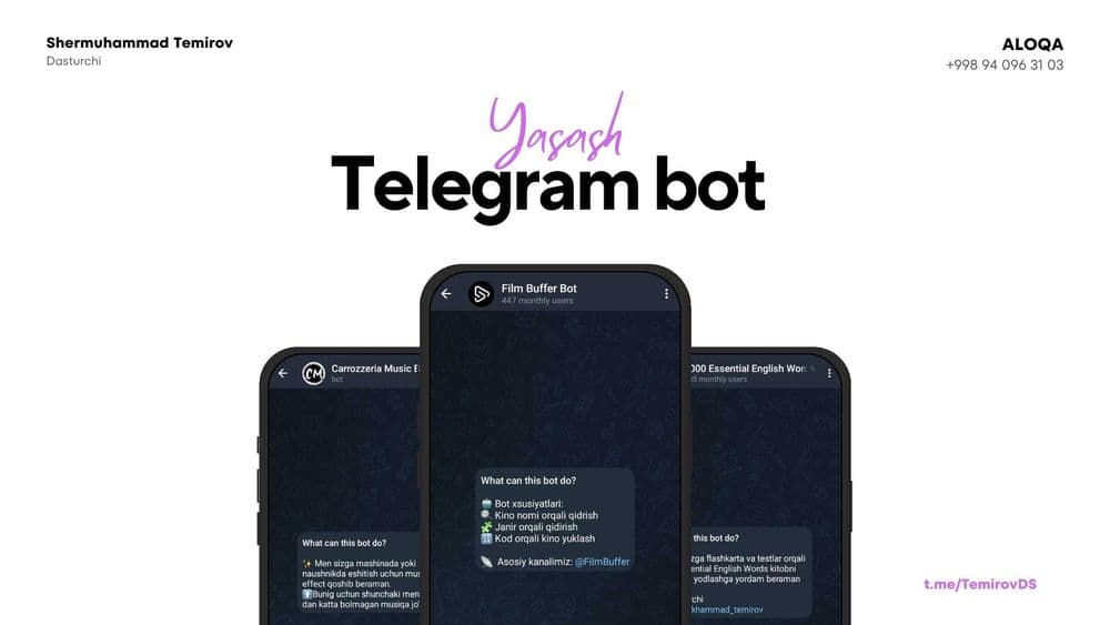 Telegram Bot Yasash | Sayt Yaratish | Online Do‘kon | Mobil Ilova — 1