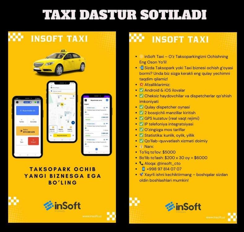 TAXI, Taxi dastur, Taksometr, taksi programma insoft taxi ishonchli — 1