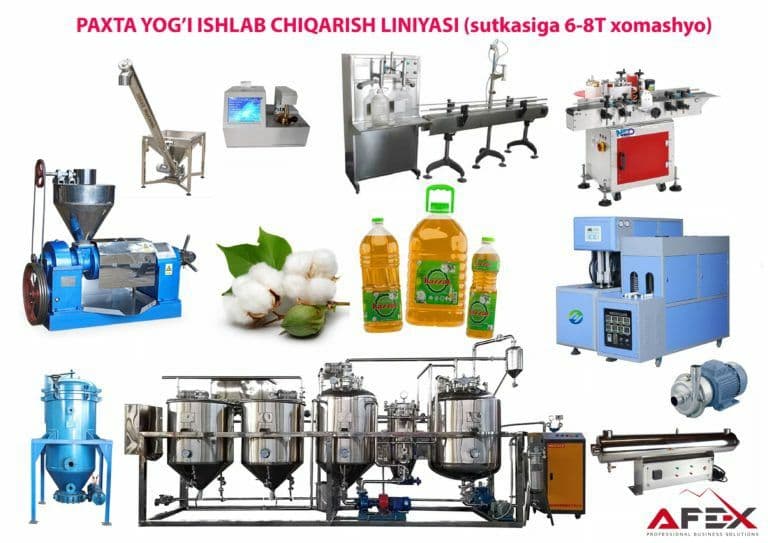 Paxta yog’i ishlab chiqarish liniyasi (sutkasiga 6-8T xomashyo) AF-L02 — 1